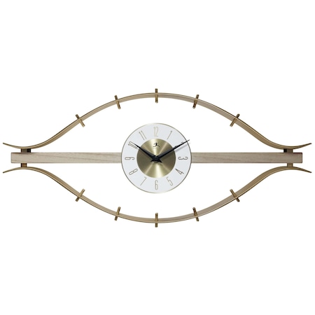 Infinity Instruments The Horus - H 10 x W 22, Eye-Shaped Wall Clock, Gold Frame, Unique Design 20200